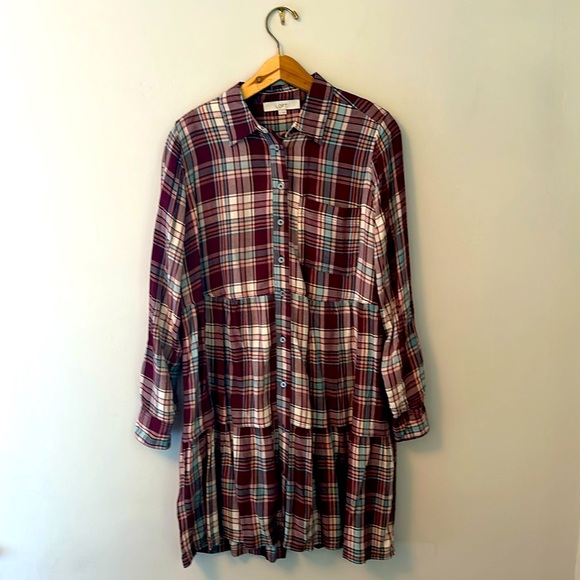 LOFT Autumn plaid button-down dress - Picture 1 of 2